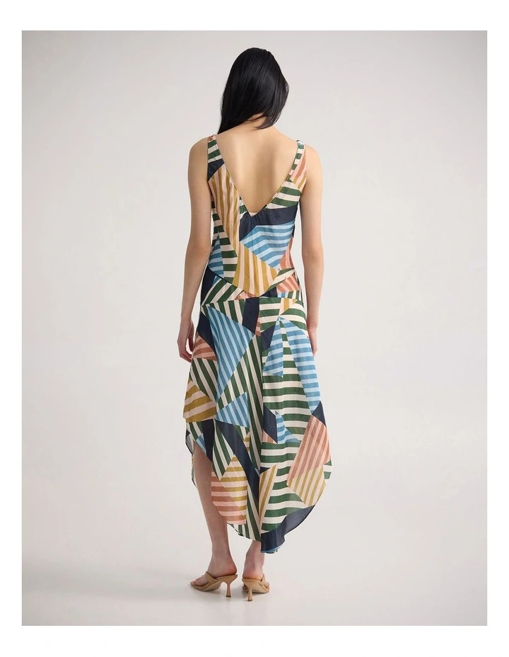 Daisy Drop Waist Printed Dress in Blue Multi image 2