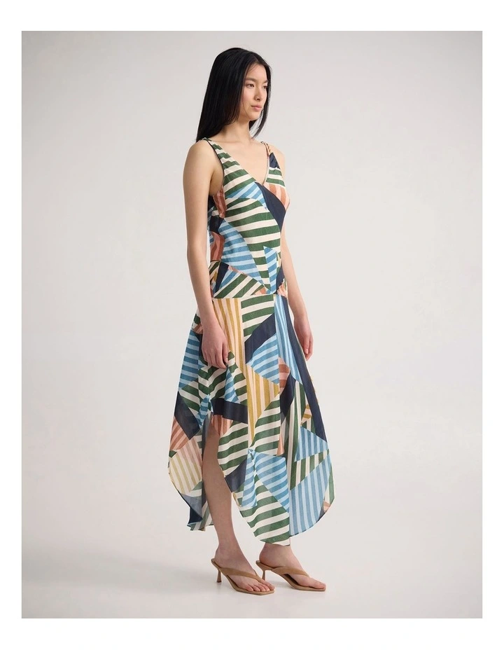 Daisy Drop Waist Printed Dress in Blue Multi image 3
