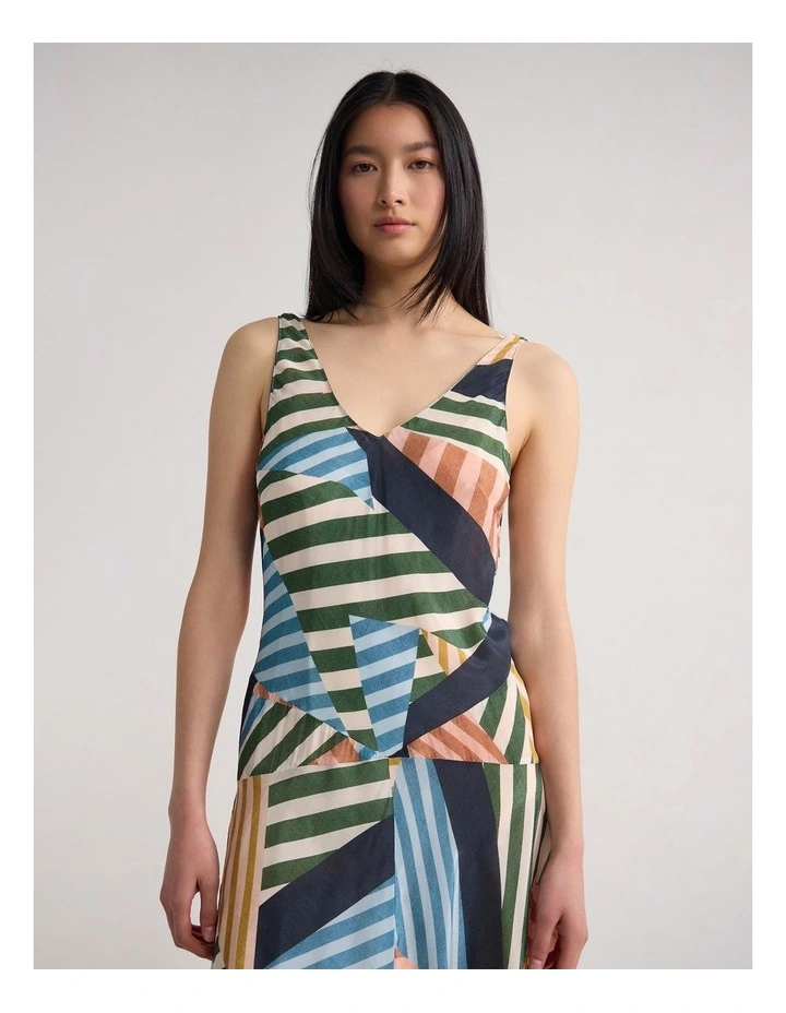 Daisy Drop Waist Printed Dress in Blue Multi image 4