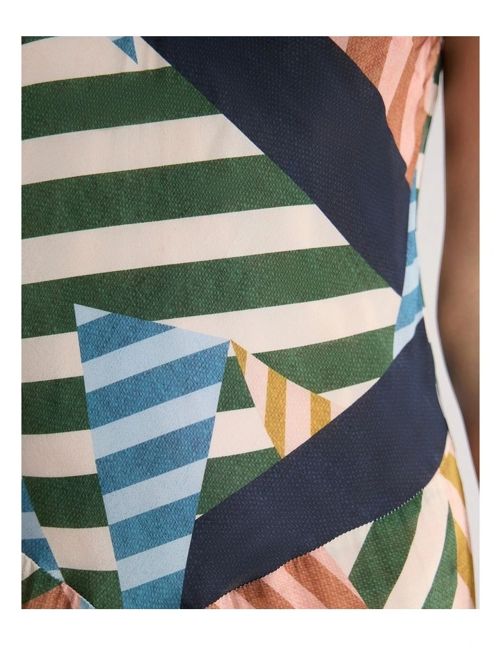 Daisy Drop Waist Printed Dress in Blue Multi image 5