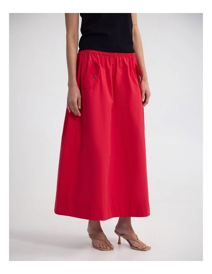 Lana Pocket Front Maxi Skirt in Red image 3