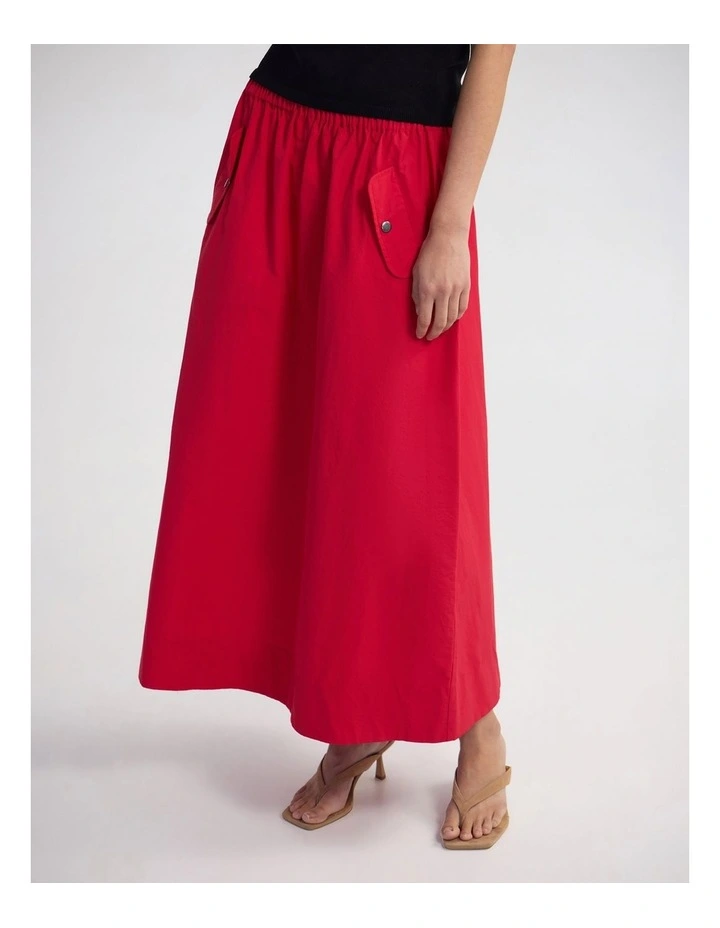 Lana Pocket Front Maxi Skirt in Red image 4