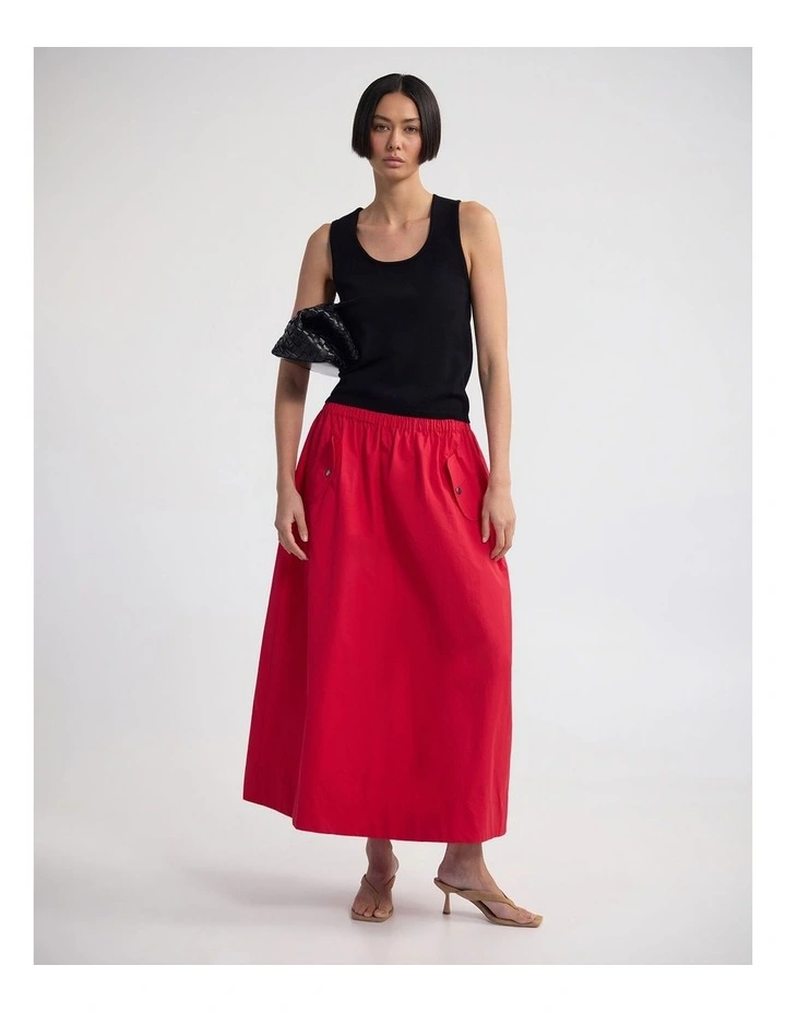Lana Pocket Front Maxi Skirt in Red image 5