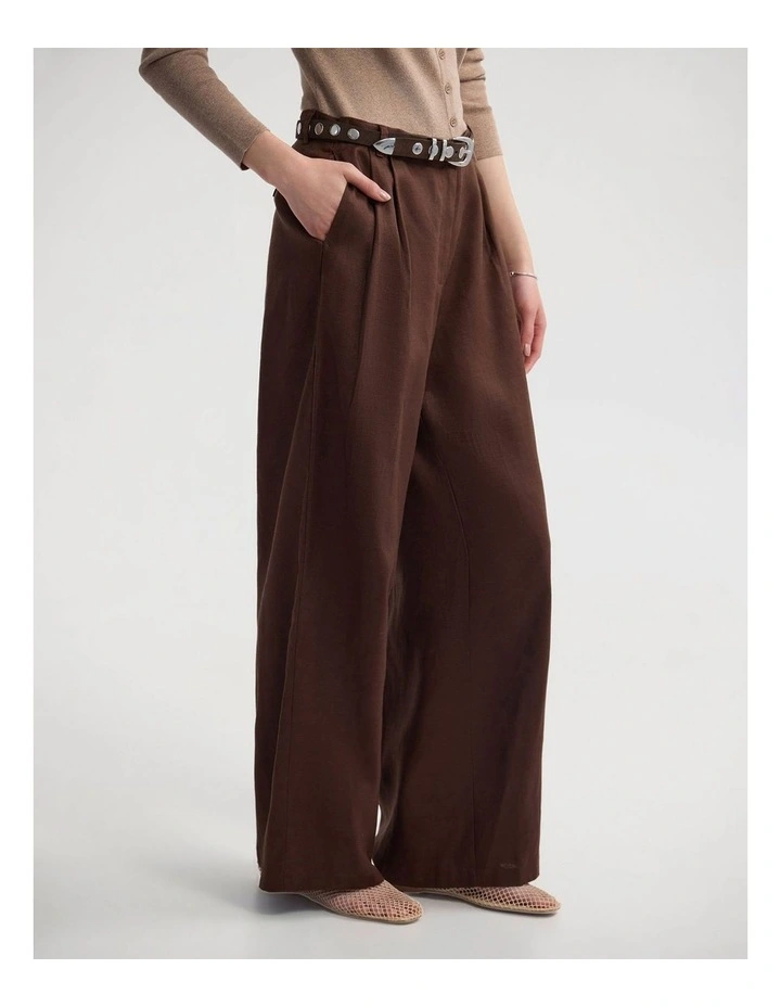 Taylor Relax Fit Tencel Blend Pant in Chocolate image 3
