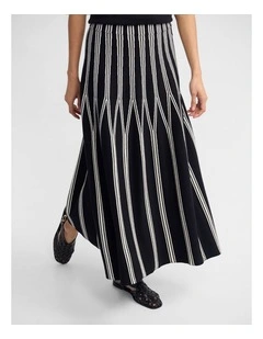 Jacqui Knit Stretch Skirt in Black/Cream