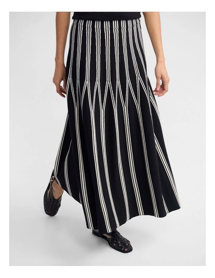 Jacqui Knit Stretch Skirt in Black/Cream image 1