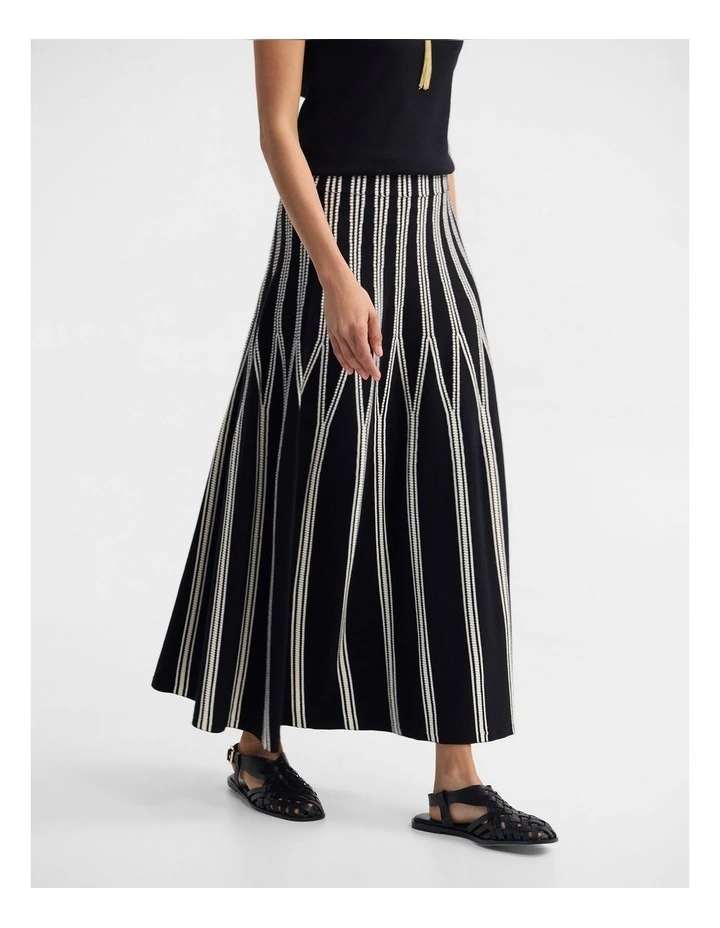 Jacqui Knit Stretch Skirt in Black/Cream image 3
