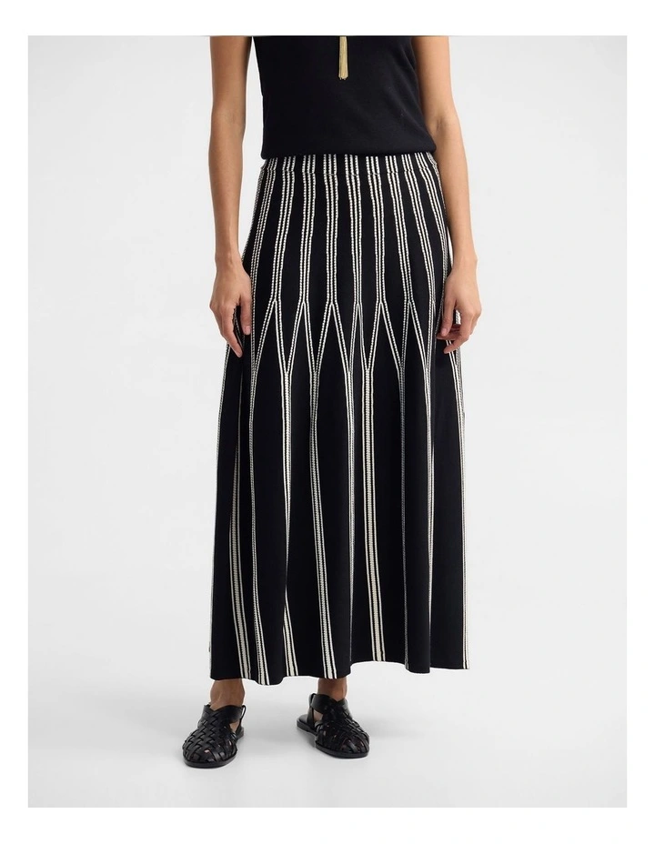 Jacqui Knit Stretch Skirt in Black/Cream image 4