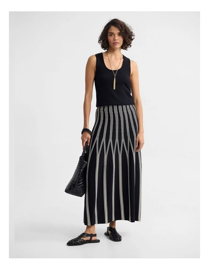 Jacqui Knit Stretch Skirt in Black/Cream image 5