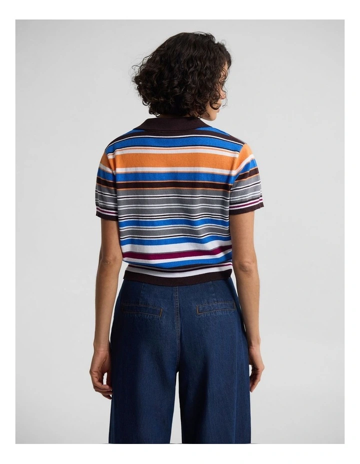 Dina Stripe Polo in Blue Print image 2