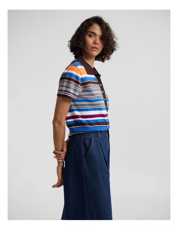 Dina Stripe Polo in Blue Print image 3