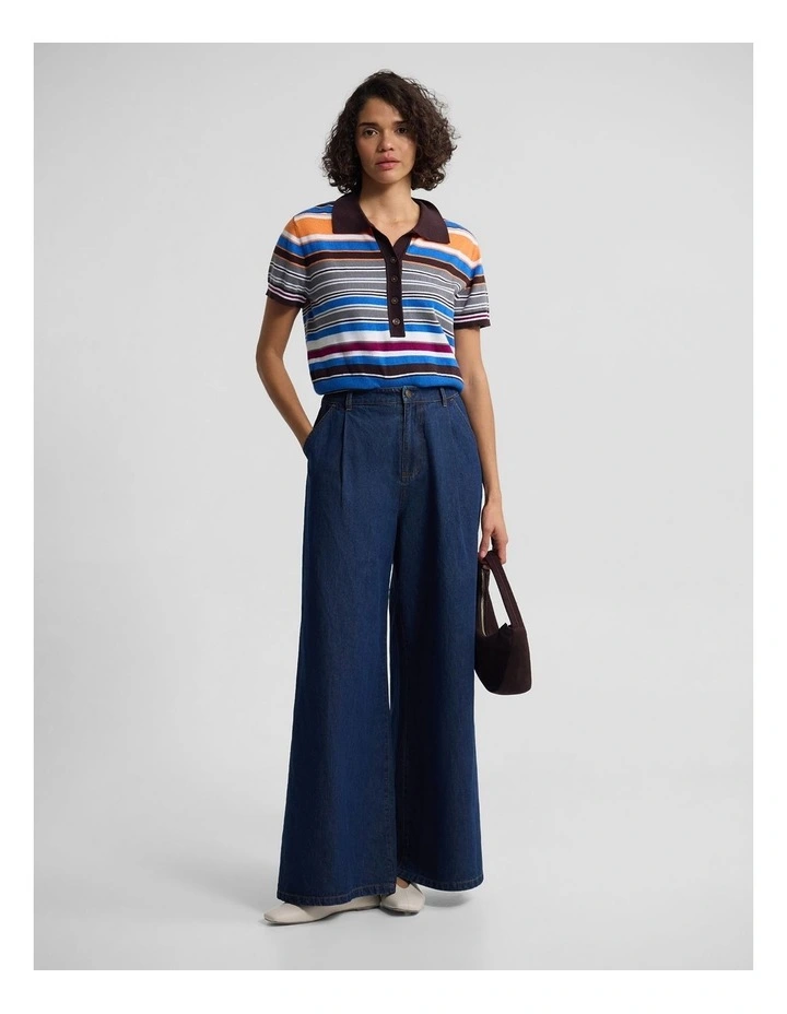 Dina Stripe Polo in Blue Print image 4