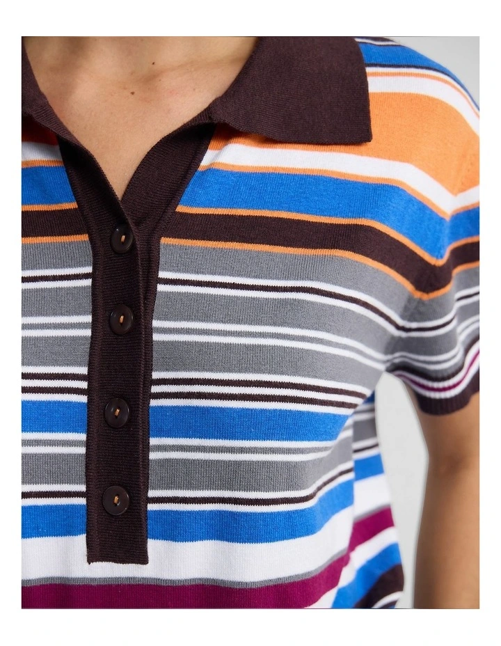 Dina Stripe Polo in Blue Print image 6