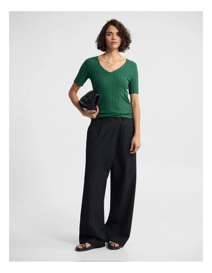 Lucy Rib V-Neck Knit in Green image 4