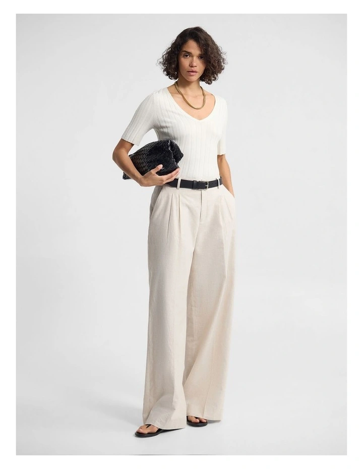 Lucy Rib V-Neck Knit in Ivory image 4