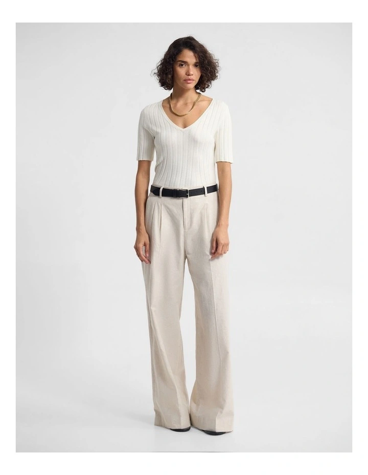 Lucy Rib V-Neck Knit in Ivory image 7