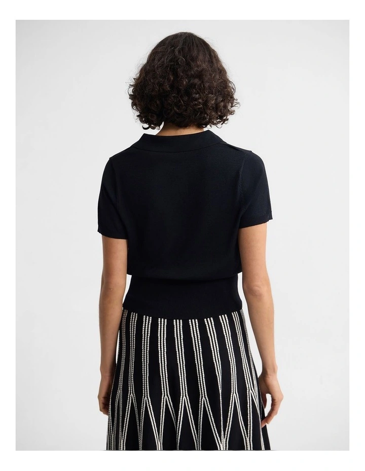Daphne Short Sleeve Polo in Black image 2
