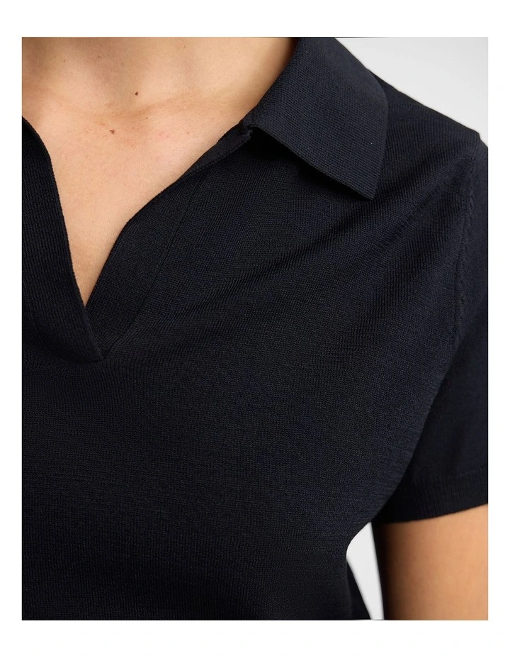 Daphne Short Sleeve Polo in Black image 6
