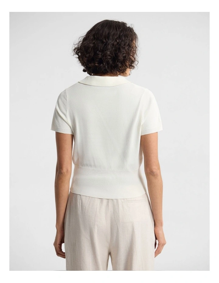 Daphne Short Sleeve Polo in Ivory image 2