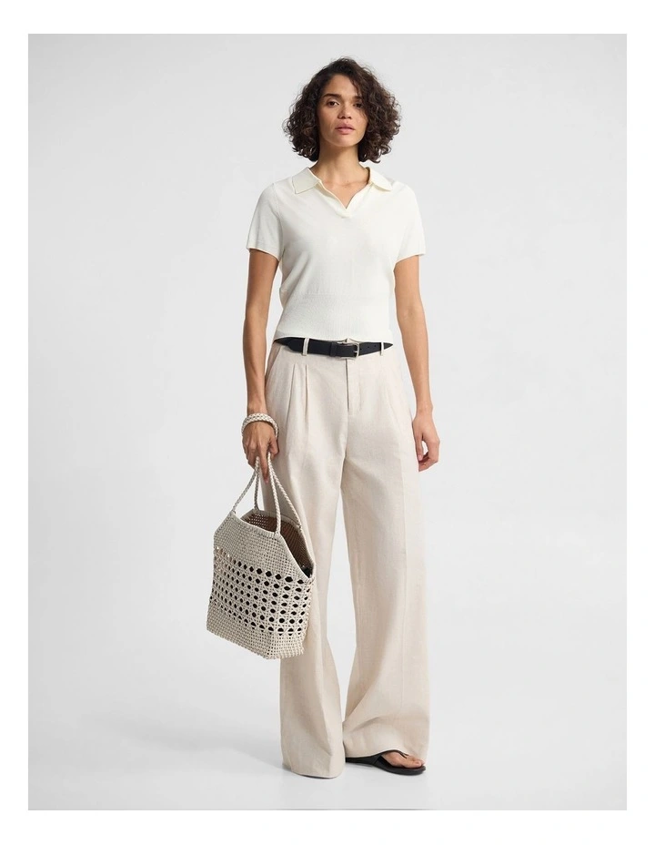 Daphne Short Sleeve Polo in Ivory image 4
