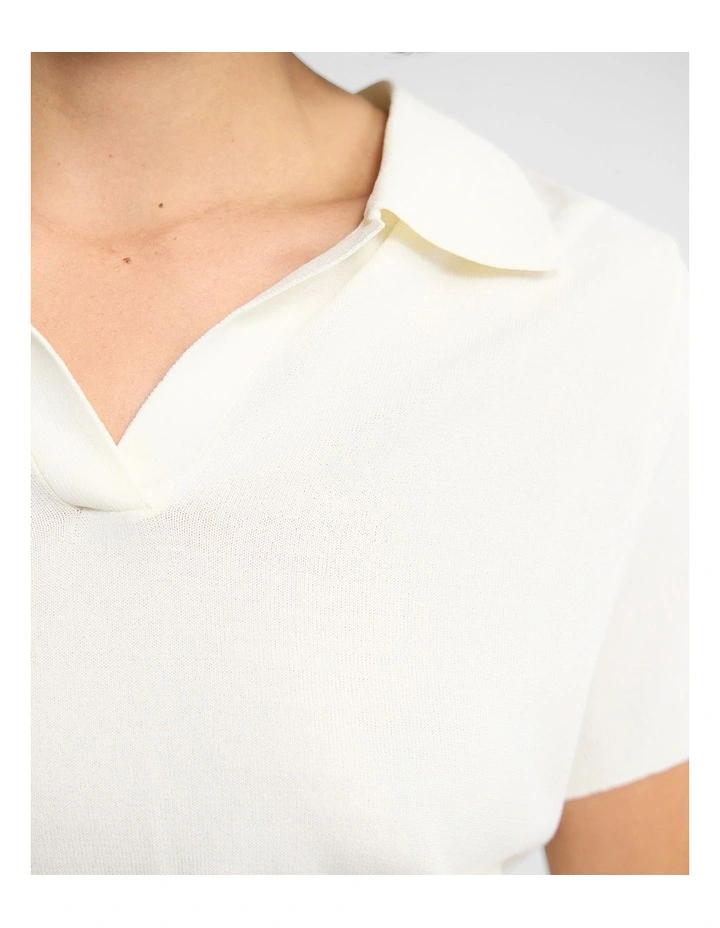 Daphne Short Sleeve Polo in Ivory image 6