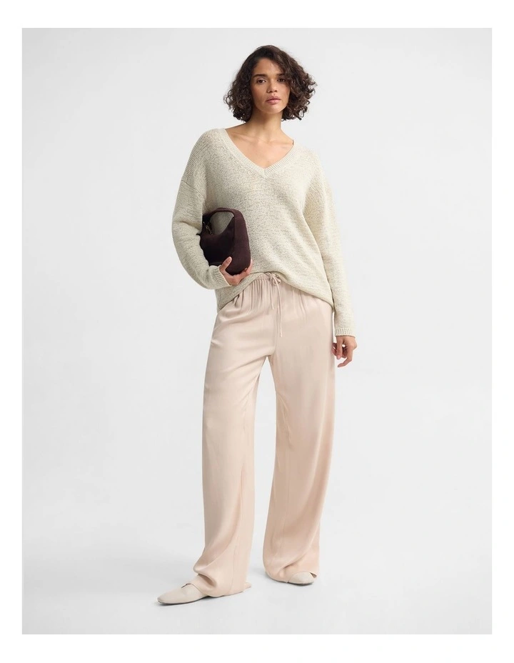 Fleur Chunky V-Neck Knit in Ecru image 4