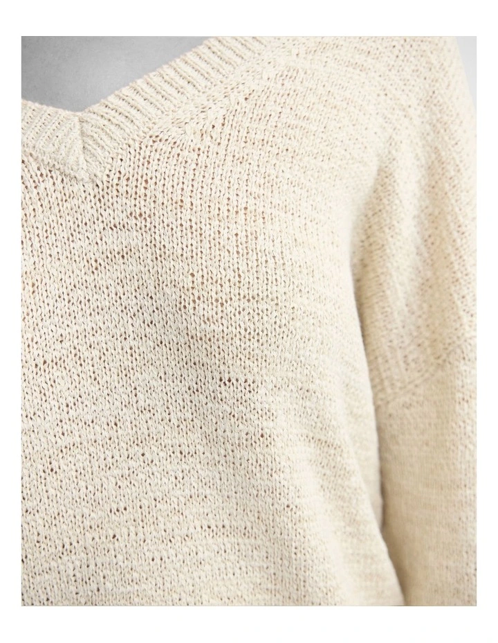 Fleur Chunky V-Neck Knit in Ecru image 6