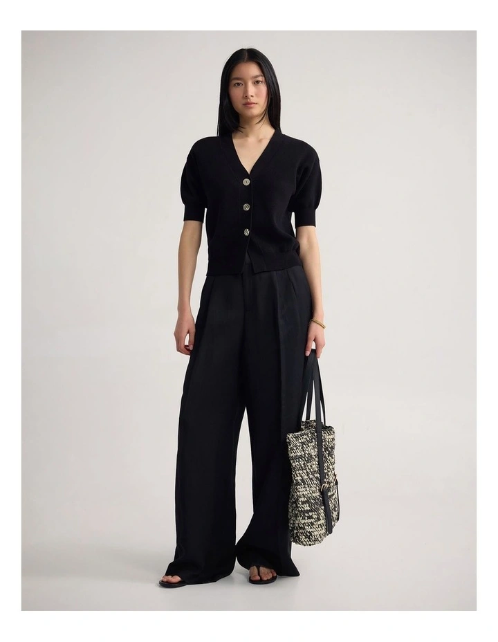 Monica Puffer Sleeve Cardigan in Black image 4