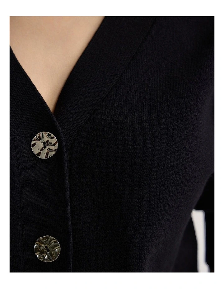 Monica Puffer Sleeve Cardigan in Black image 5