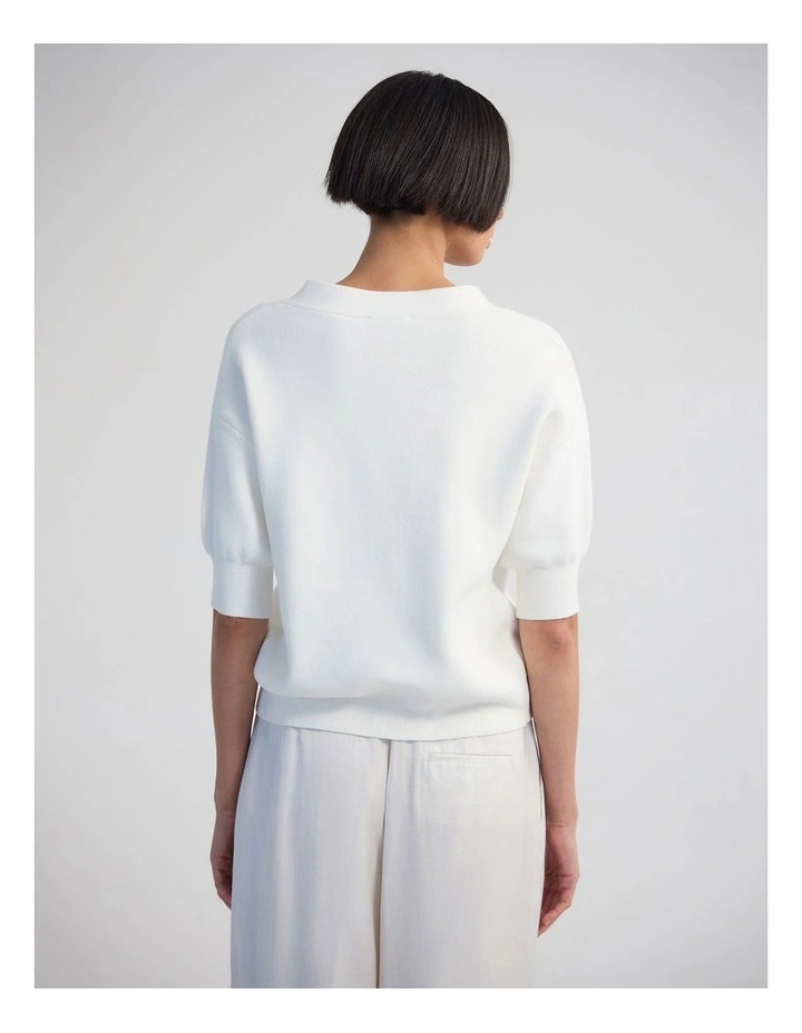 Monica Puffer Sleeve Cardigan in Ivory image 2