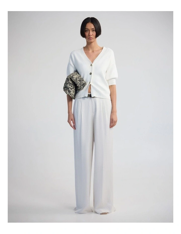 Monica Puffer Sleeve Cardigan in Ivory image 5