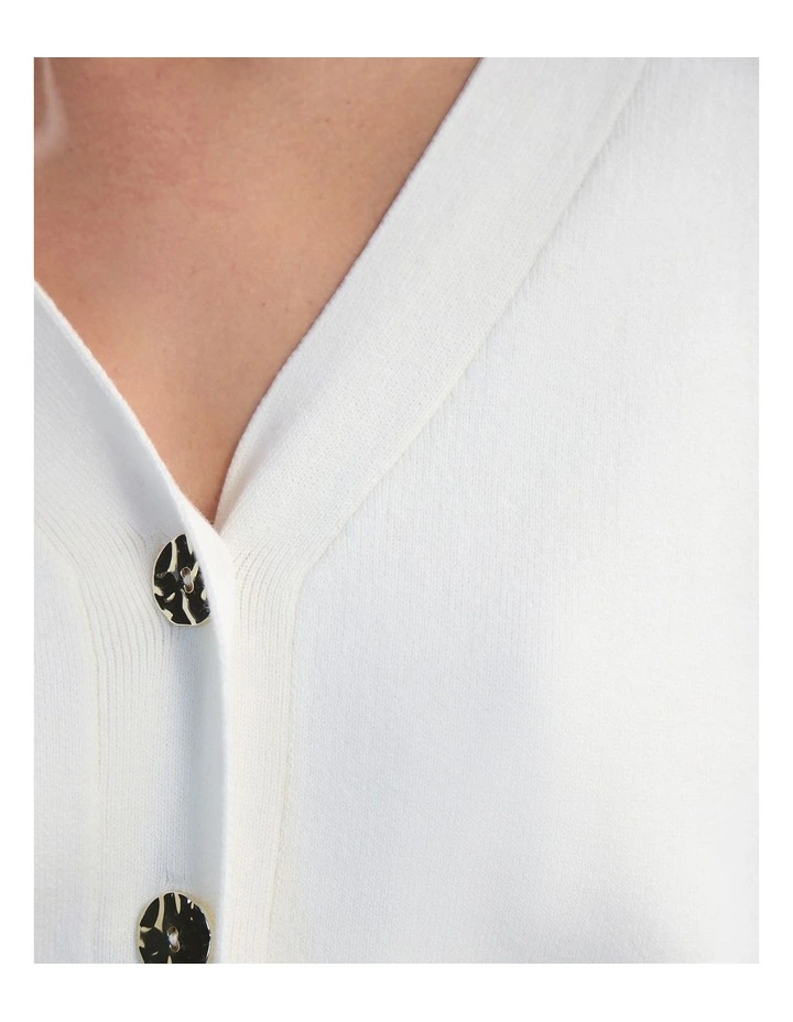 Monica Puffer Sleeve Cardigan in Ivory image 6