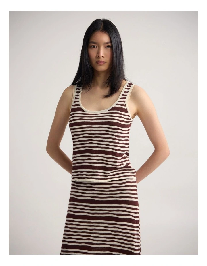 Nelly Ramie Striped Tank in Cookies And Cream image 1