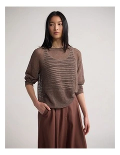 Charly Chunky Knit Crew Neck in Mocha