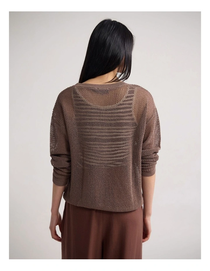 Charly Chunky Knit Crew Neck in Mocha image 2