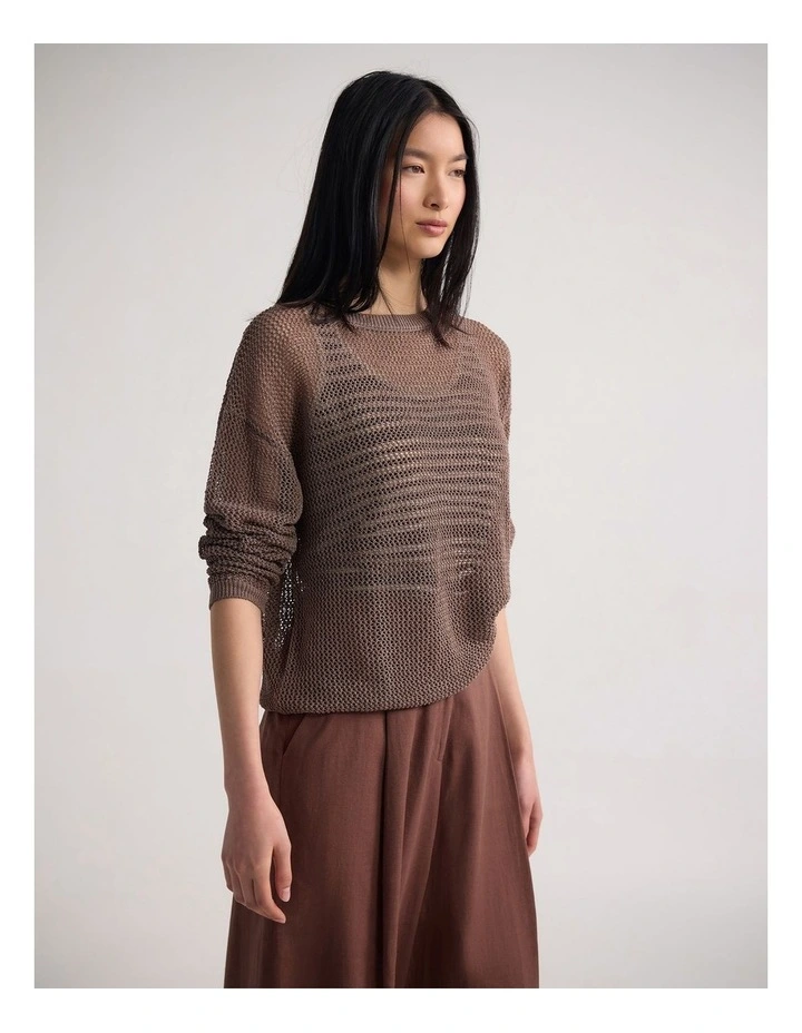 Charly Chunky Knit Crew Neck in Mocha image 3