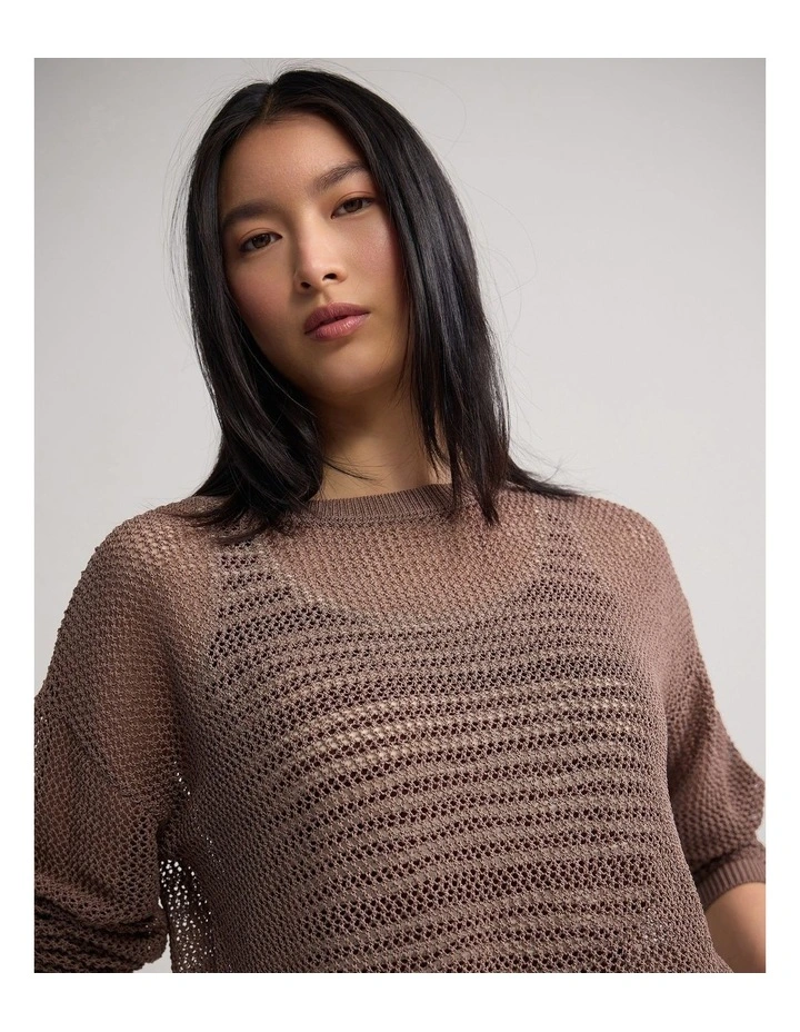 Charly Chunky Knit Crew Neck in Mocha image 4