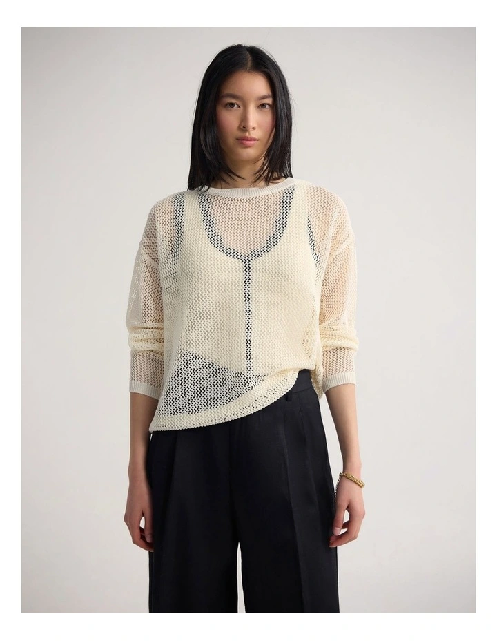 Charly Chunky Knit Crew Neck in Ecru image 1