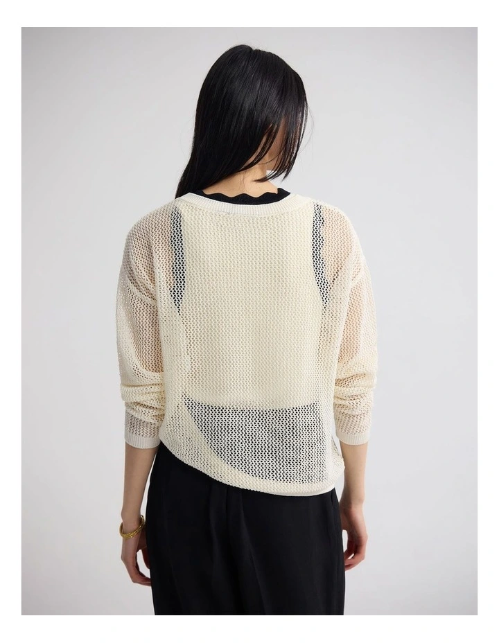 Charly Chunky Knit Crew Neck in Ecru image 2