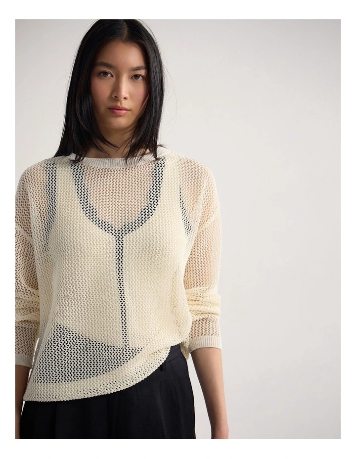 Charly Chunky Knit Crew Neck in Ecru image 4