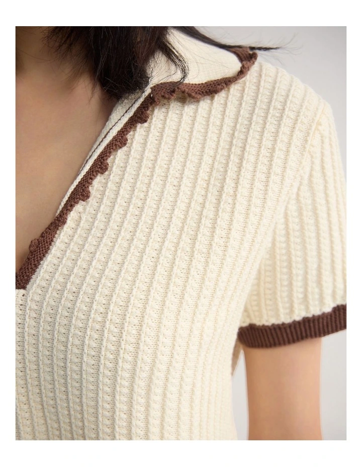 Talia Polo Knit in Cream/Mocha image 6