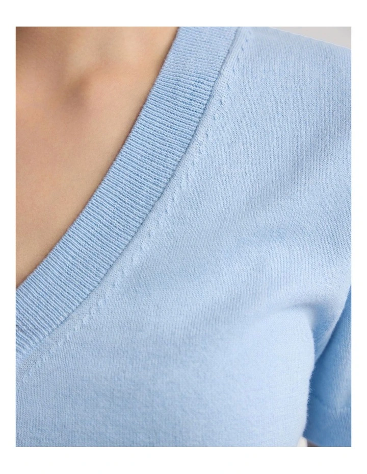 Charlotte Cashmere Blend V-Neck in Blue image 6