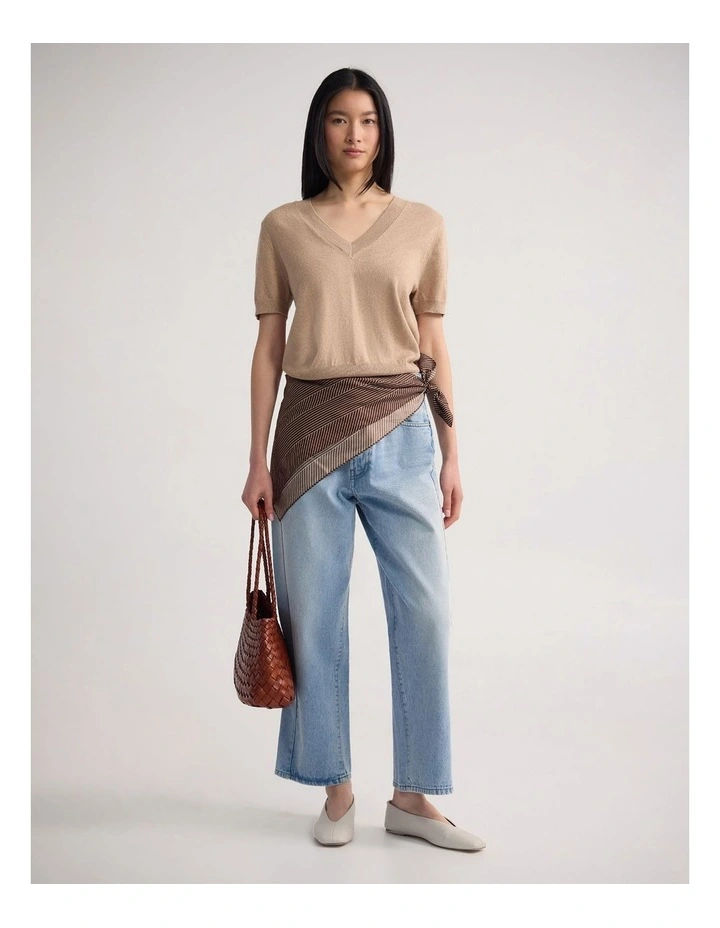 Charlotte Cashmere Blend V-Neck in Latte image 5