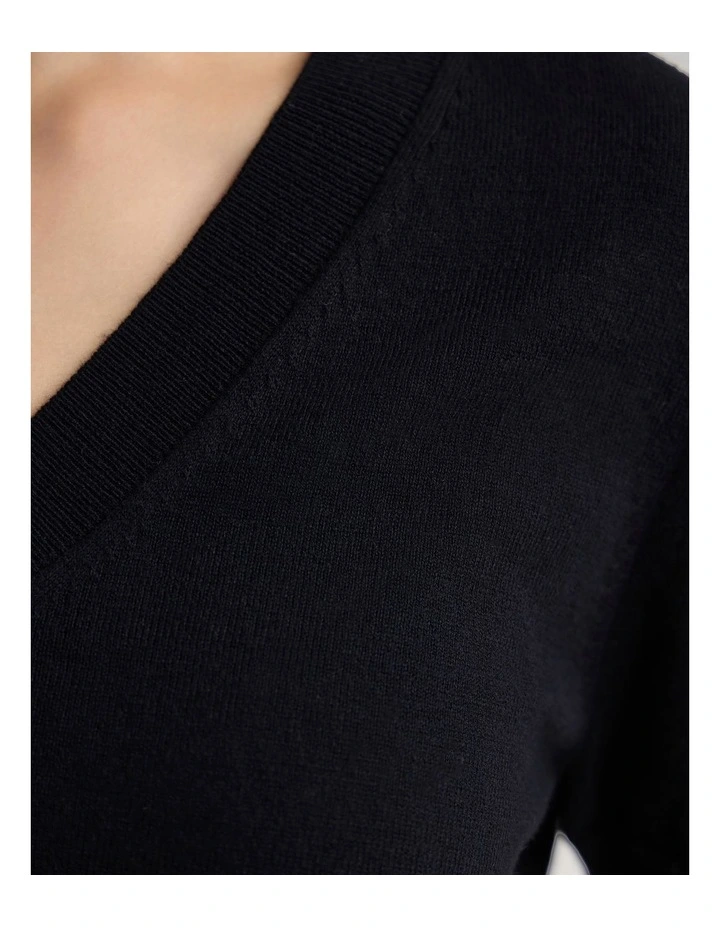 Charlotte Cashmere Blend V-Neck in Black image 6