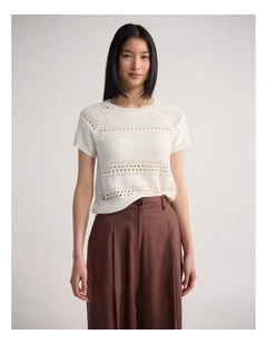 Gaia Open Pattern Knit in Ivory
