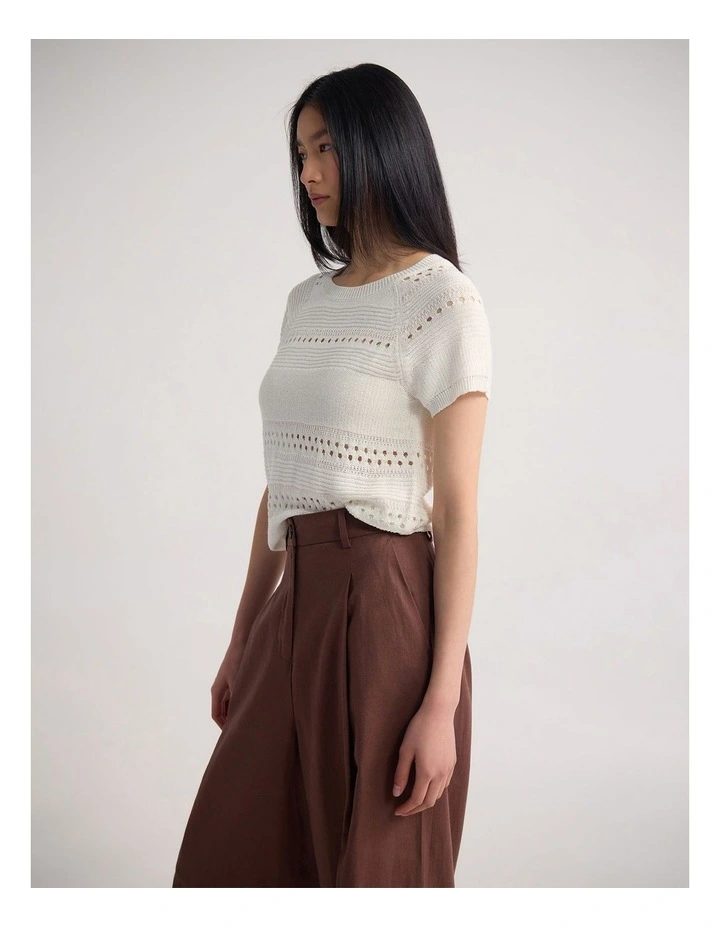 Gaia Open Pattern Knit in Ivory image 3