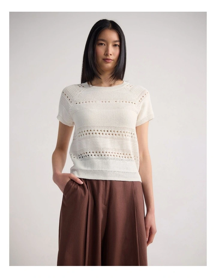Gaia Open Pattern Knit in Ivory image 4