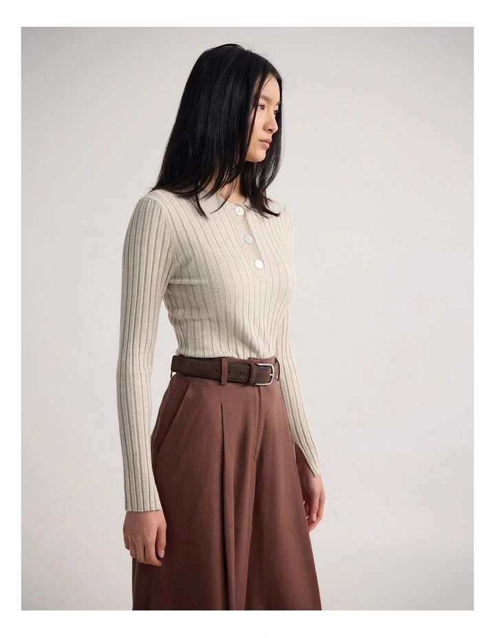 Everly Rib Knit in Oyster image 3