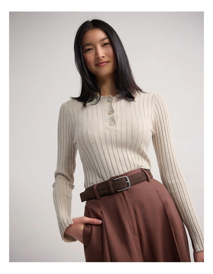 Everly Rib Knit in Oyster image 4