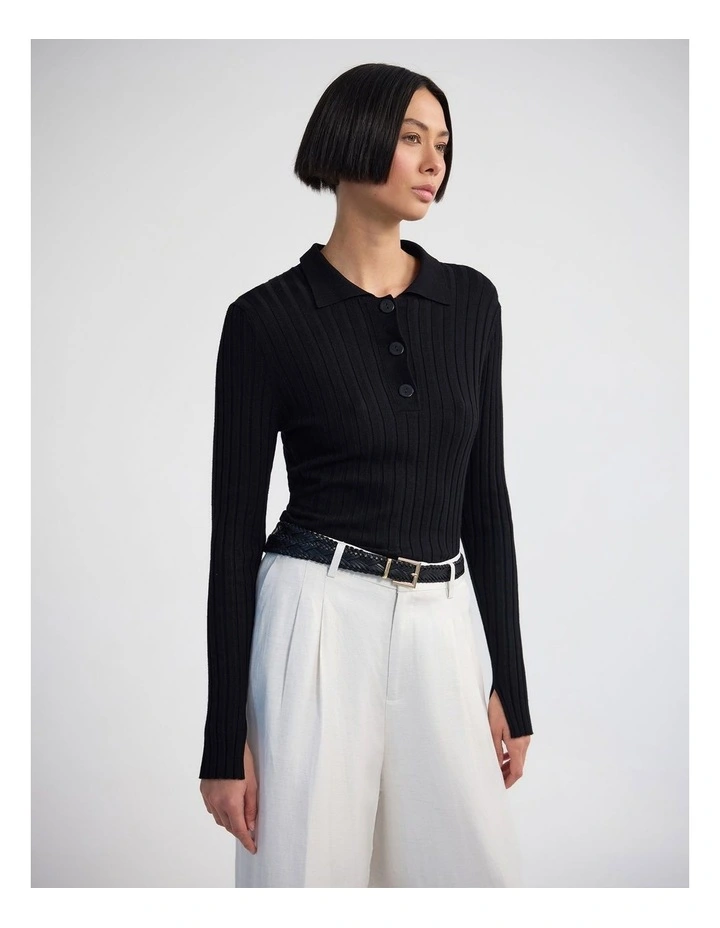Everly Rib Knit in Black image 3